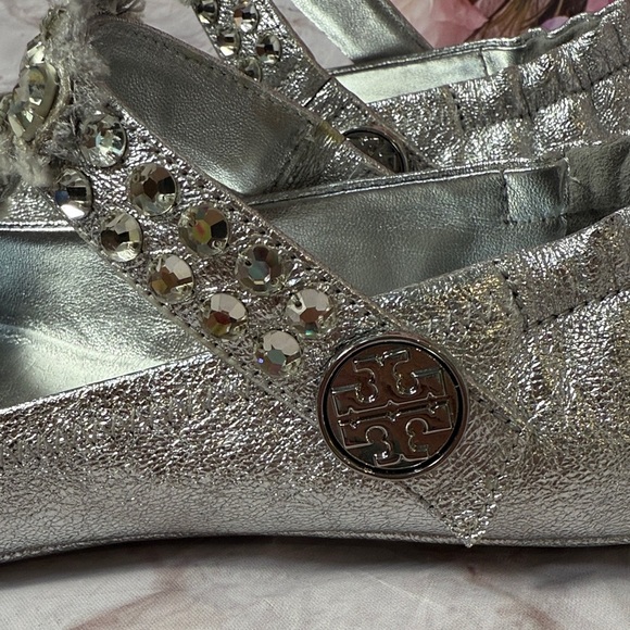 Tory Burch Adjustable Mary Jane Ballet Flats with Rhinestone Detail - Picture 13 of 13